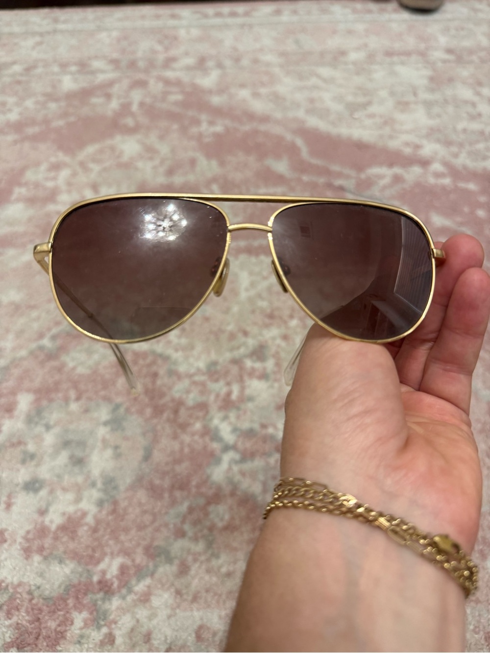 Gold Frame Aviator Sunglasses with Brown Lenses - Women Accessories
